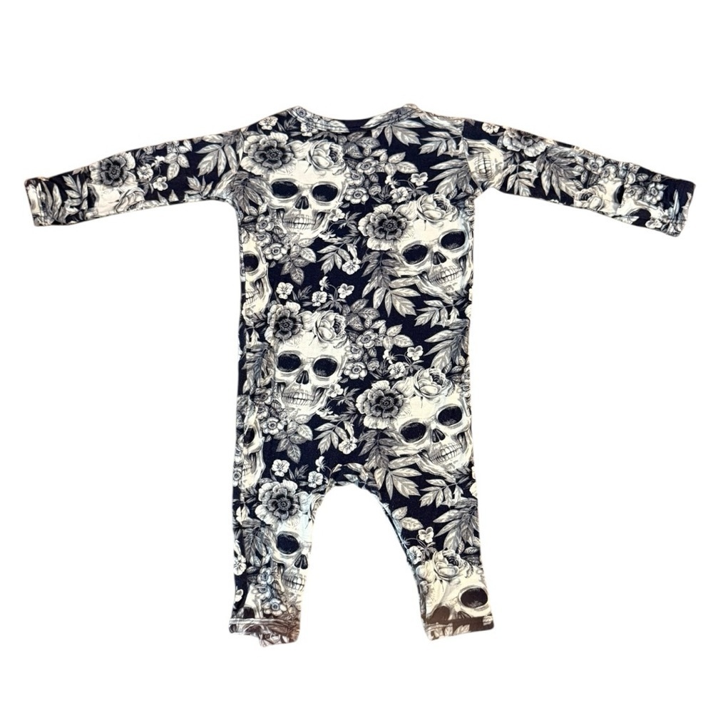 Little Bum Bums Floral Skull Bamboo Romper 0–3M Long Sleeve - Picture 2 of 4